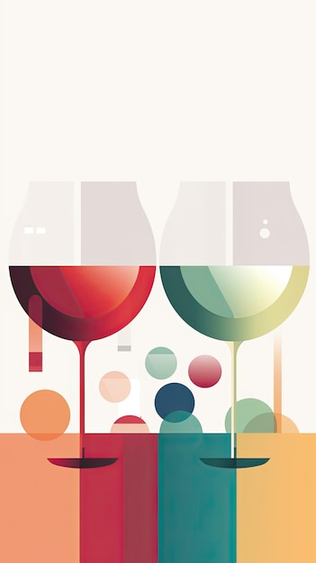 フラット カラフルなデザインのワイン テイスティング バナーワイト モダンなフライヤー カード グラフィック イラスト AI 生成