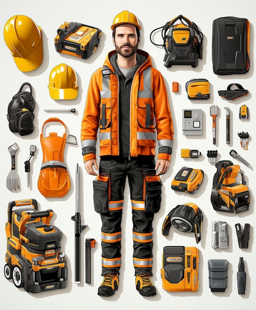 Flat Construction Worker Character Designs