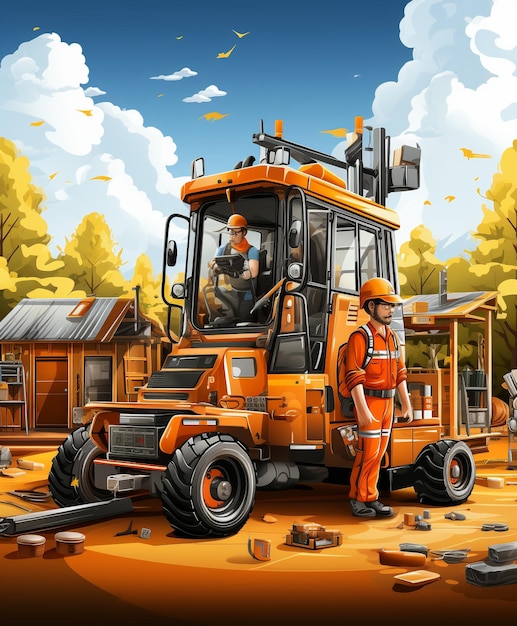 Flat Construction Worker Character Designs