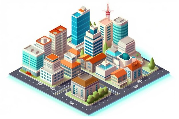 flat design 3d city situation