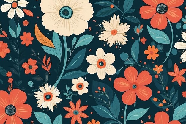 Flat design abstract floral wallpaper