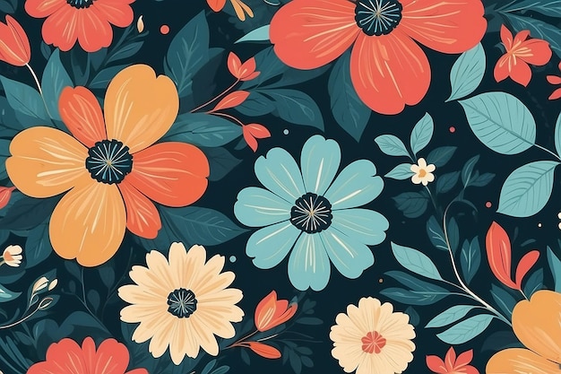 Flat design abstract floral wallpaper