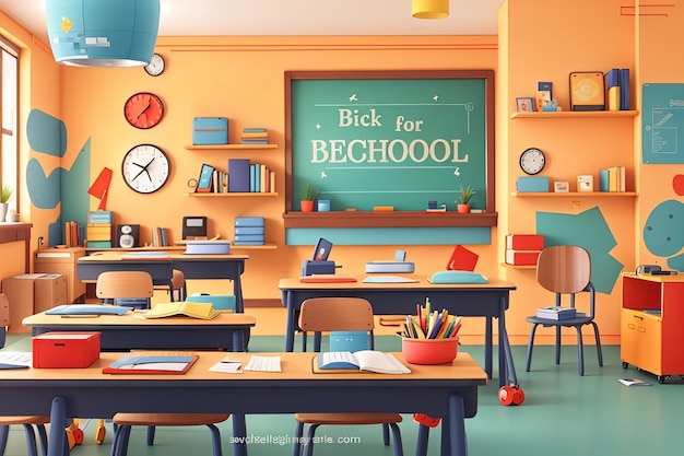 Flat design background back to school