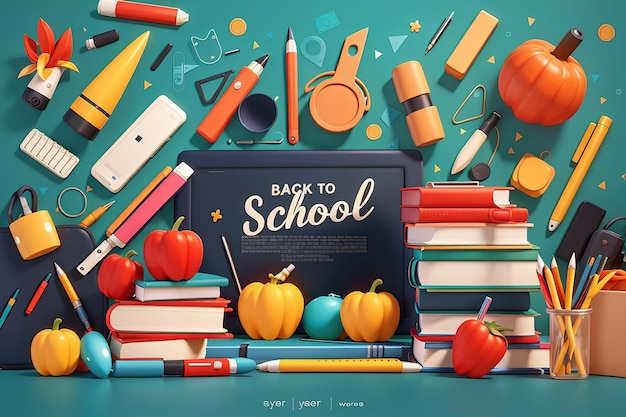 Flat design background back to school