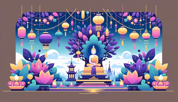 A flat design background suitable for the Vesak festival celebration