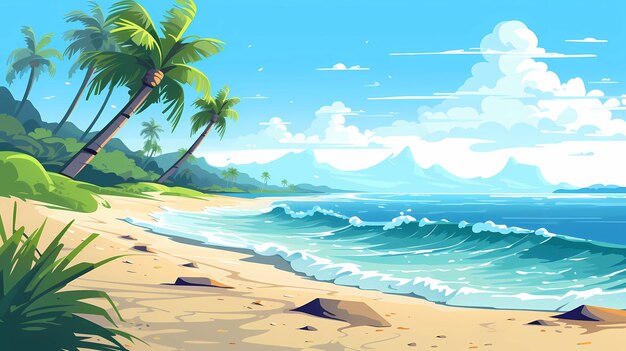 Flat design beautiful beach scenery