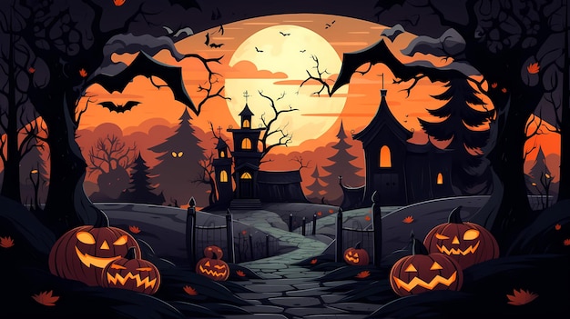 Flat design beautiful halloween