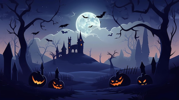 Flat design beautiful halloween