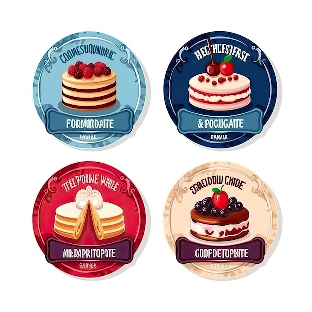 Photo flat design of cake label badge