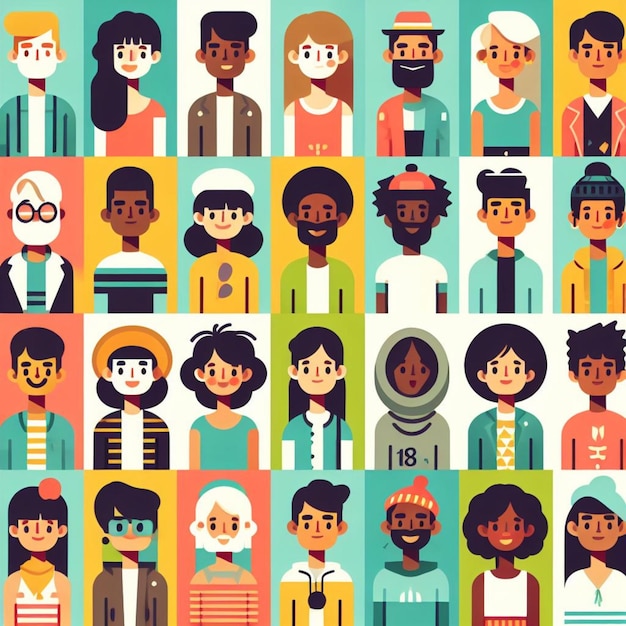 Photo flat design character set