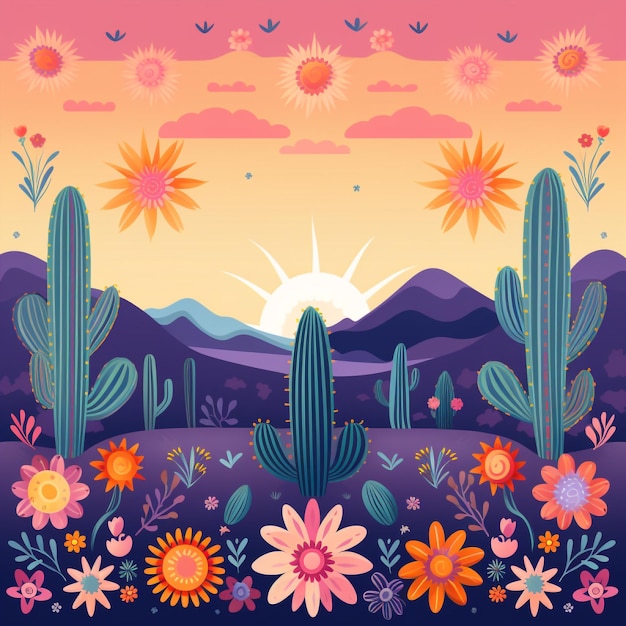 Flat design colorful mexican background theme