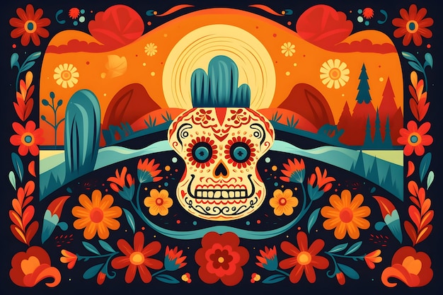 flat design colorful mexican background