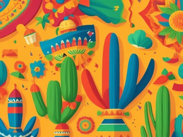 Flat design colorful mexican background