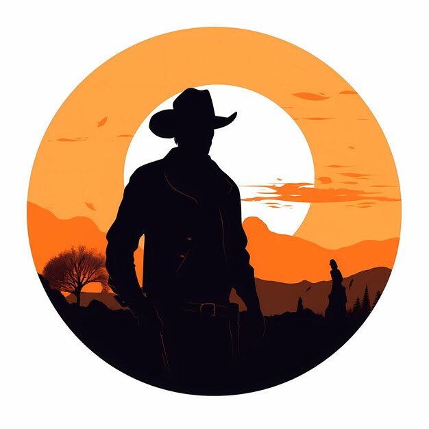 flat design cowboy silhouette illustration AI generated