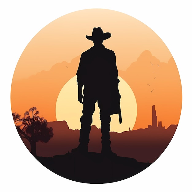 Foto illustrazione della siluetta del cowboy di progettazione piana ai generato