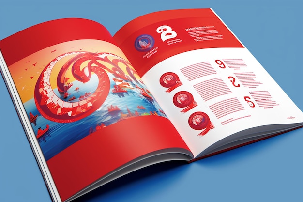 Flat design Dragon Boat Festival program booklet with festival lineup