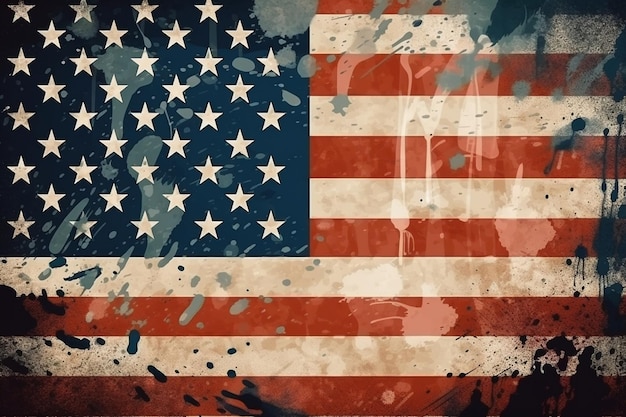 Flat design grunge american flag background