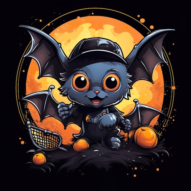 Flat design Halloween bat Ai generated