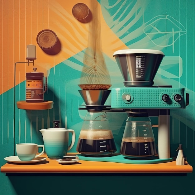 Плоский дизайн иллюстрации кофе