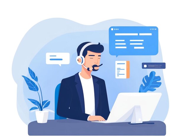 Flat design illustration customer support Vector illustration