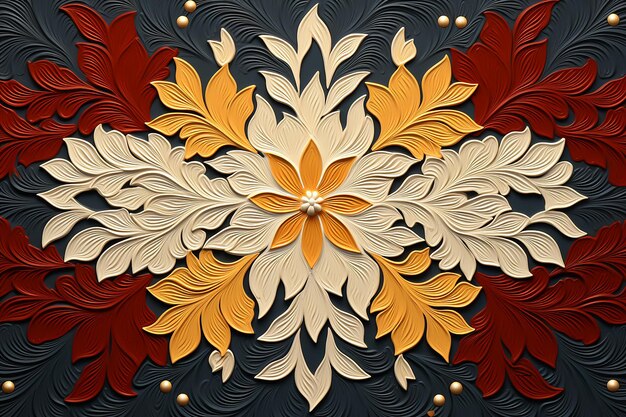 Ai가 생성한 꽃 패턴의 평면 디자인 일러스트레이션