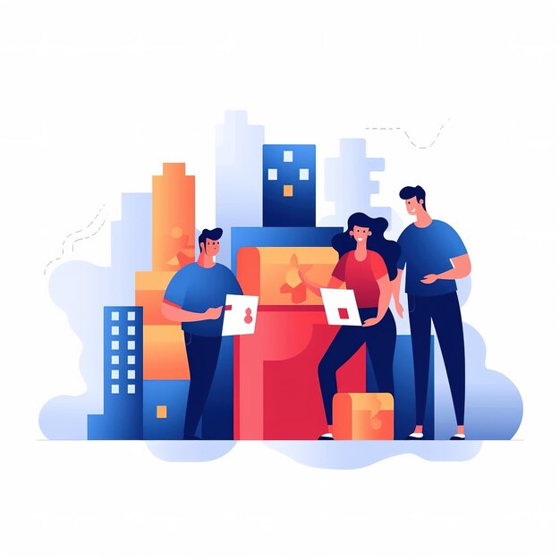 flat design illustration recruit and retain blue collar workers