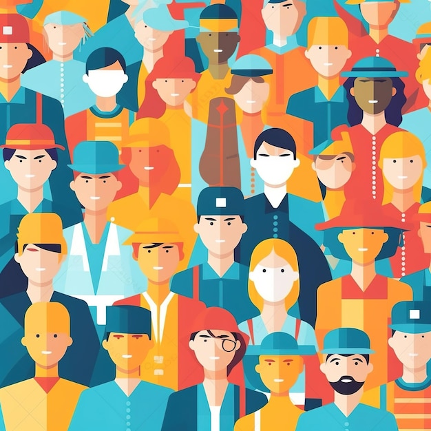 flat design illustration recruit and retain blue collar workers