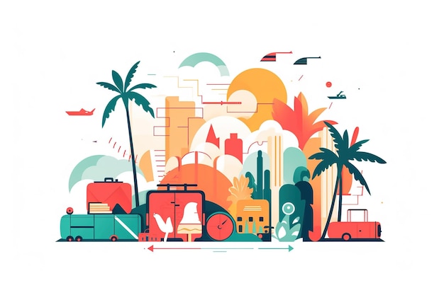 flat design illustration retirement travel