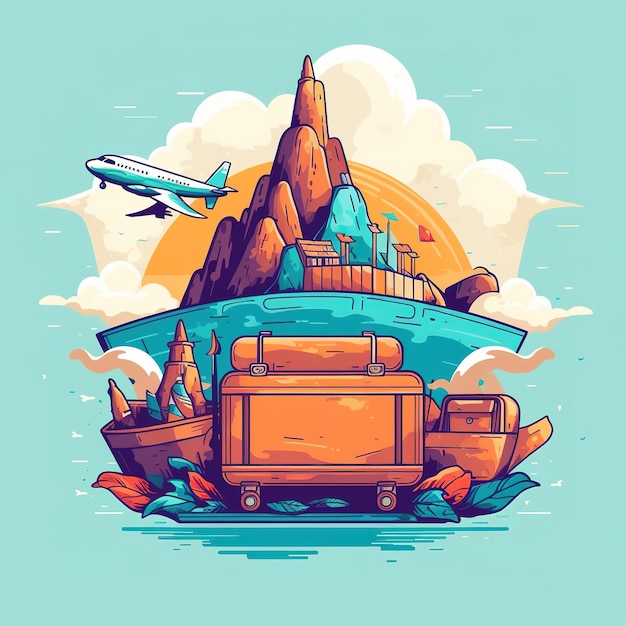 flat design illustration retirement travel