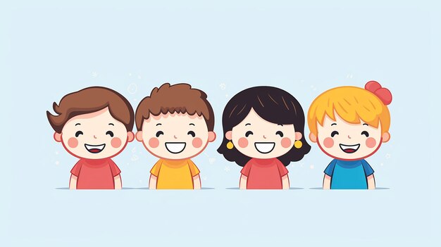 Flat design illustration of smiling kids