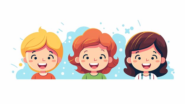 Flat design illustration of smiling kids