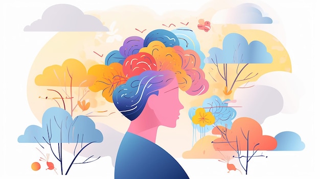 Photo flat design illustration for world mental health day background