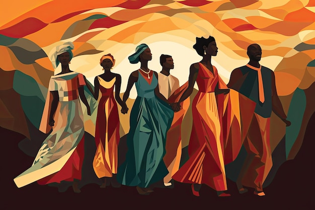 flat design juneteenth day freedom day image that represents an african community