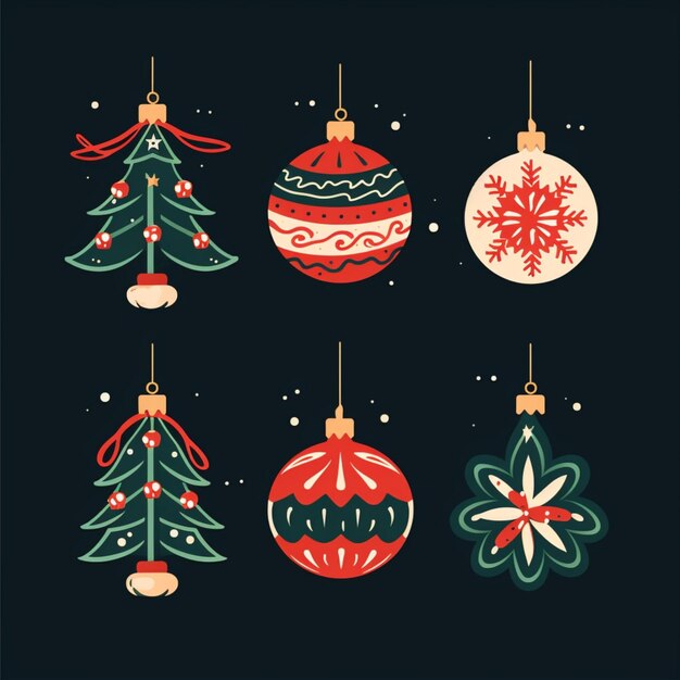 Foto flat design kerstversieringspakket