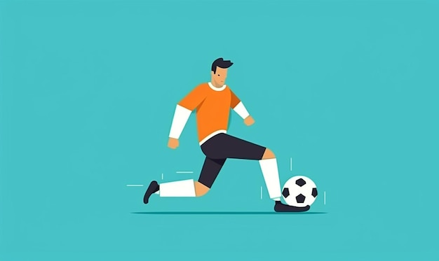 Фото Мужчины в плоском дизайне, играющие в футбол, генеративный ай
