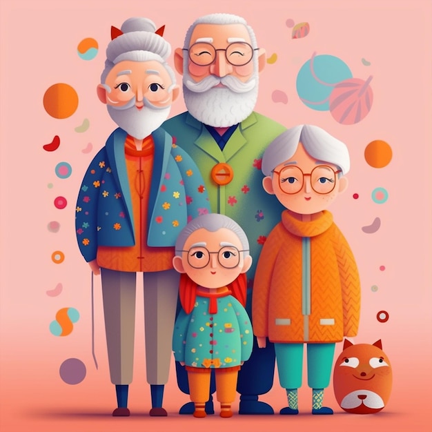 Flat design national grandparents day concept