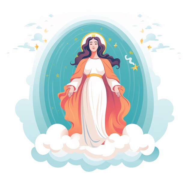 Photo flat design party de la virgen floating on white background