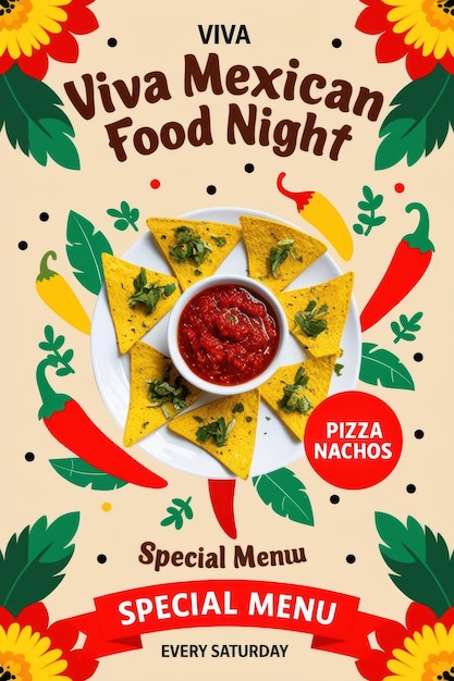 Flat Design Poster of Mexican Food