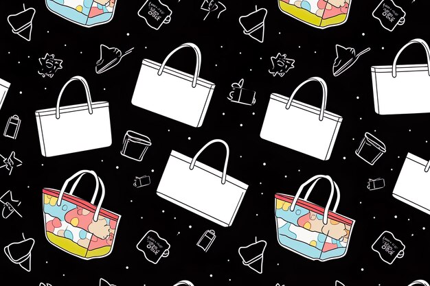 Photo flat design shopping bags pattern design background generative ai