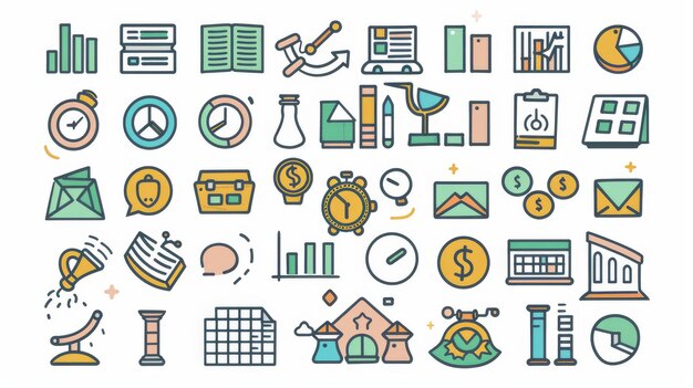 A flat design style modern illustration of tax related icons for financial assets