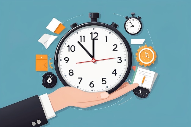 Flat design vector illustration concept for time management