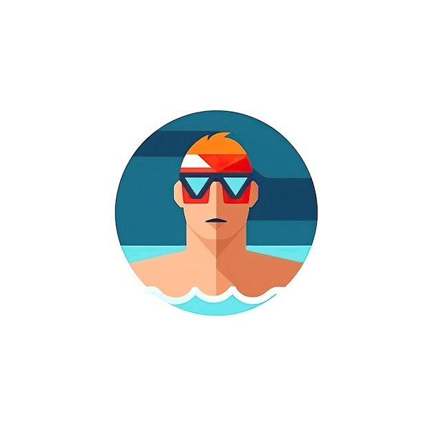 Photo flat design vector swimmer on white background