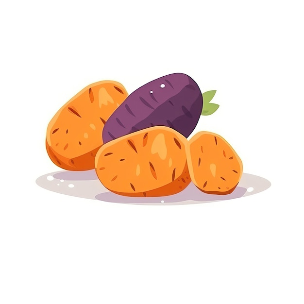 Flat Design Vector Yam On White Background