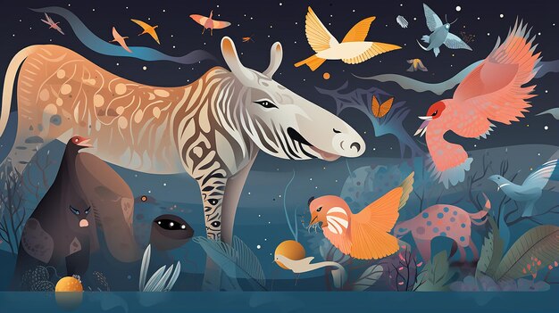 Photo flat design of world animal day poster