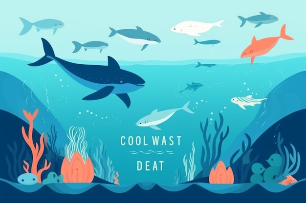 Photo flat design world oceans day concept