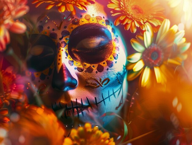 Flat dia de muertos celebration illustration Mexician skull