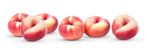 Flat donut peaches isolated on white background