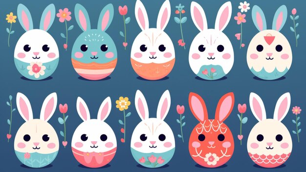 Flat easter bunny collection