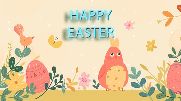 복사 공간 을 가진 평평 한 부활절 축제 일러스트레이션