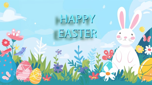 Flat easter celebration illustration with copy space